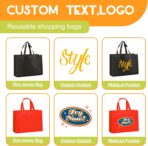 Custom Reusable Grocery Bags with Logo & Text Printing 10/50/100PACK- Eco-Friendly Promotional Tote Bags for Businesses, Bulk Orders, Events, Retail (Durable/Washable/Multi-Use) - Image 5
