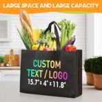 Custom Reusable Grocery Bags with Logo & Text Printing 10/50/100PACK- Eco-Friendly Promotional Tote Bags for Businesses, Bulk Orders, Events, Retail (Durable/Washable/Multi-Use) - Image 6