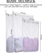 Reusable Mesh Laundry Bags, Delicates Garment Washing Bags for Travel/College, Durable Zipper Closure (2 Large 1 Medium) - Image 3