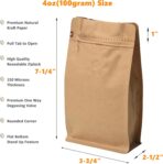 Resealable Side Zipper Coffee Bags with Degassing Valve, High Barrier Natural Kraft Coffee Pouches with Aluminum Foil Liner, Ziplock Food Storage Bags, Longer Shelf Life (50, 4oz/0.25lb) - Image 3