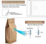 Resealable Side Zipper Coffee Bags with Degassing Valve, High Barrier Natural Kraft Coffee Pouches with Aluminum Foil Liner, Ziplock Food Storage Bags, Longer Shelf Life (50, 4oz/0.25lb) - Image 5
