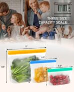 IDEATECH Reusable Gallon Freezer Bags Dishwasher Safe, Leakproof Reusable Gallon Bags Stand Up, Extra Large & BPA Plastic Free Food Storage Containers for Meats, Veggies(6 Pack) - Image 7