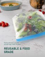 IDEATECH Reusable Gallon Freezer Bags Dishwasher Safe, Leakproof Reusable Gallon Bags Stand Up, Extra Large & BPA Plastic Free Food Storage Containers for Meats, Veggies(6 Pack) - Image 8