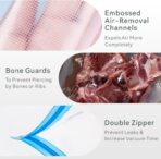 21 Pcs Reusable Vacuum Sealer Bags, 3 Size BPA Free Sous Vide Bags, with Sealing Clips & Leak-Proof Design for Sous Vide Cooking, Freezer, Microwave Heating - Image 5