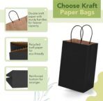 MESHA Black Gift Bags 5.25x3.75x8 Inch Small Kraft Paper Bags with Handles Bulk,100 Pack for Small Business,Wedding Party Favor - Image 4