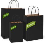 MESHA Black Gift Bags 5.25x3.75x8 Inch Small Kraft Paper Bags with Handles Bulk,100 Pack for Small Business,Wedding Party Favor - Image 5