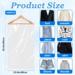100 Pack Plastic Dry Cleaning Bags 23.6x35.4 Inch Garment Bags for Hanging Clothes Clear Dry Cleaner Covers Transparent Dust-Proof Clothing Covers for Suits Coats Uniforms Laundrette - Image 3