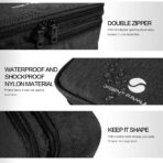 Travel Electronics Organizer, Waterproof Cable Organizer Bag for Electronic Accessories Double Layer Large Shockproof Cable Storage Bag for Cord, Power Bank, Tablet(Up to iPad 11 inch) - Black - Image 3