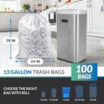 Reli. 13 Gallon Trash Bags Drawstring (100 Count) | Tall Kitchen Garbage Bags, Unscented | Ideal for Kitchen, Home | Clear Recycling Can Liners w/Drawstring - Image 3