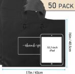 Thank You Merchandise Bags 50Pcs 17x16In Black Thank You Bags Bulk - Extra Thick 3.15Mil Customer Bags for Small Business - Big Thank You Shopping Bags for Boutique with Soft Loop Handle - Image 3