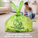 100% Compostable XL Pet Waste Bag (120 ct.) Plant-Based Biodegradable Cat Litter Poop Bags Doggy Poop Bags with Handles Compost Liners US BPI ASTM D6400 & OK Compost Home Certified (120 ct) - Image 7