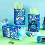 WERNNSAI Video Game Party Favor Bags - 16 PCS Blue Game Birthday Decorations Gift Bags Gaming Party Supplies Video Game Goodie Bags with Handle for Birthday Supplies - Image 4