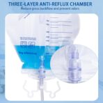 5 Pack 4000ml Sterile Urinary Drainage Bag, Catheter Bags with Anti-Reflux Chamber and 48" Drainage Tube,Professional Men Women Overnight Bedside Urine Bag - Image 3