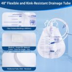 5 Pack 4000ml Sterile Urinary Drainage Bag, Catheter Bags with Anti-Reflux Chamber and 48" Drainage Tube,Professional Men Women Overnight Bedside Urine Bag - Image 4