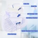 5 Pack 4000ml Sterile Urinary Drainage Bag, Catheter Bags with Anti-Reflux Chamber and 48" Drainage Tube,Professional Men Women Overnight Bedside Urine Bag - Image 6