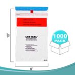 APQ Pack of 1000 Tamper-Evident Specimen Bags Clear 6 x 10. Polyethylene Bags with Absorbent Pad 6x10. Pull Tab Adhesive Closure 1.80 mil Thick. Removable Biohazard Symbol. Ideal for Health Needs - Image 3