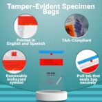 APQ Pack of 1000 Tamper-Evident Specimen Bags Clear 6 x 10. Polyethylene Bags with Absorbent Pad 6x10. Pull Tab Adhesive Closure 1.80 mil Thick. Removable Biohazard Symbol. Ideal for Health Needs - Image 6