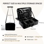 gzcz Large Capacity Travel Makeup Train Case,Professional Cosmetic Bags for Women,Portable Makeup Brush Bag Organizer Storage with Adjustable Dividers and Shoulder Strap - Image 3