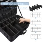 gzcz Large Capacity Travel Makeup Train Case,Professional Cosmetic Bags for Women,Portable Makeup Brush Bag Organizer Storage with Adjustable Dividers and Shoulder Strap - Image 4