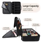 gzcz Large Capacity Travel Makeup Train Case,Professional Cosmetic Bags for Women,Portable Makeup Brush Bag Organizer Storage with Adjustable Dividers and Shoulder Strap - Image 5