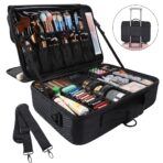 gzcz Large Capacity Travel Makeup Train Case,Professional Cosmetic Bags for Women,Portable Makeup Brush Bag Organizer Storage with Adjustable Dividers and Shoulder Strap - Image 9