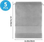 Shoe Bags for Travel, 5 Pcs Large Gray Travel Shoe Bags for Packing, Non-Woven Drawstring Travel Shoe Storage Bag with Clear Window for Men and Women（12.6" X 17.3" ） - Image 3