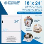 Spartan Industrial - 18” X 24” (100 Count) Self Seal Clear Poly Bags with Suffocation Warning for Packaging, Clothes - Resealable Glue - Image 3