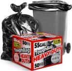 ToughBag 55 Gallon Trash Bags, 2.5 Mil Contractor Bags - 50 Count, Large 55-60 Gallon Trash Can Liners, Black Contractor Garbage Bags, 38 x 58" - Made in USA - Image 2