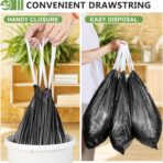 132 Count-Small Trash Bags, 4 Gallon Trash Bag Drawstring,Bathroom Garbage Bags，Tear-Free Garbage Bags ，Plastic Wastebasket Liners for Toilet Home Office and Bedroom(Black) - Image 4