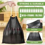 132 Count-Small Trash Bags, 4 Gallon Trash Bag Drawstring,Bathroom Garbage Bags，Tear-Free Garbage Bags ，Plastic Wastebasket Liners for Toilet Home Office and Bedroom(Black) - Image 5