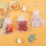 Organza Bags, White Organza Bags, 50Pcs, Sheer Organzas Bag 3 x 4 inch, Jewelry Gift Bags, Party Favor Bags with Drawstring, Mesh Gift Pouches Mini Candy Pouch for Wedding Christmas Party - Image 4