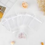 Organza Bags, White Organza Bags, 50Pcs, Sheer Organzas Bag 3 x 4 inch, Jewelry Gift Bags, Party Favor Bags with Drawstring, Mesh Gift Pouches Mini Candy Pouch for Wedding Christmas Party - Image 8