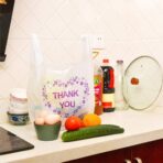 LazyMe Thank You T Shirt Bags, White Plastic Grocery Bags with Handles, Standard Supermarket Size, 12 x 20 inch (100 PCS) - Image 3