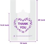 LazyMe Thank You T Shirt Bags, White Plastic Grocery Bags with Handles, Standard Supermarket Size, 12 x 20 inch (100 PCS) - Image 4
