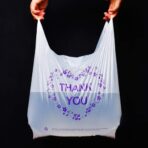 LazyMe Thank You T Shirt Bags, White Plastic Grocery Bags with Handles, Standard Supermarket Size, 12 x 20 inch (100 PCS) - Image 5