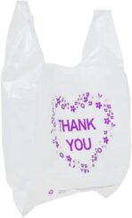 LazyMe Thank You T Shirt Bags, White Plastic Grocery Bags with Handles, Standard Supermarket Size, 12 x 20 inch (100 PCS) - Image 7