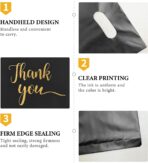 300 Pcs 3 Size Thank You Merchandise Bags - Die Cut Plastic Gift Bags with Handles for Party, Stores, Business, Retail (Black) - Image 4