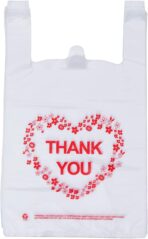 LazyMe Thank you T Shirt Bags, Bolsas De Plastico Para Negocio, White Plastic Grocery Bags with Handles, Standard Supermarket Size, 12 x 20 Inches (50 pcs) - Image 2