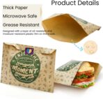 250 Pack Paper Sandwich Bags with Stickers, 8 x 6.5 Inch Greaseproof Thick Paper Snack Bag, Food Grade Small Brown Cookie Bags, Dry Waxed Pastry Bag for Lunch, Cookies, French Fries, Pretzel - Image 4