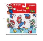Bumkins Nintendo Reusable Snack Bags, for Kids School Lunch and for Adults Portion, Washable Fabric, Waterproof Cloth Zip Bag, Supplies Travel Pouch, Food-Safe, 2-pk Super Mario - Image 8