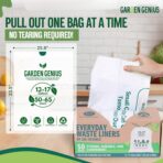 Biodegradable 13-17 Gallon Code-Q Trash Bags (50 Pack) | Strong Heavy-Duty Tall White Kitchen Bags w/Drawstring | Fits Simplehuman & Standard Cans | Eco-Friendly D2W, 30 Micron Thick | 25.6" x 33.5" - Image 3