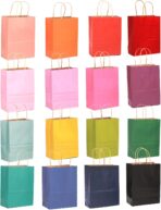 qiqee 32-Packs Paper Bags with Handles Bulk 8.26"×6"×3.15" Small Gift Bags 16 Different Senior Color Bags Multiple Uses（Small Size） - Image 3