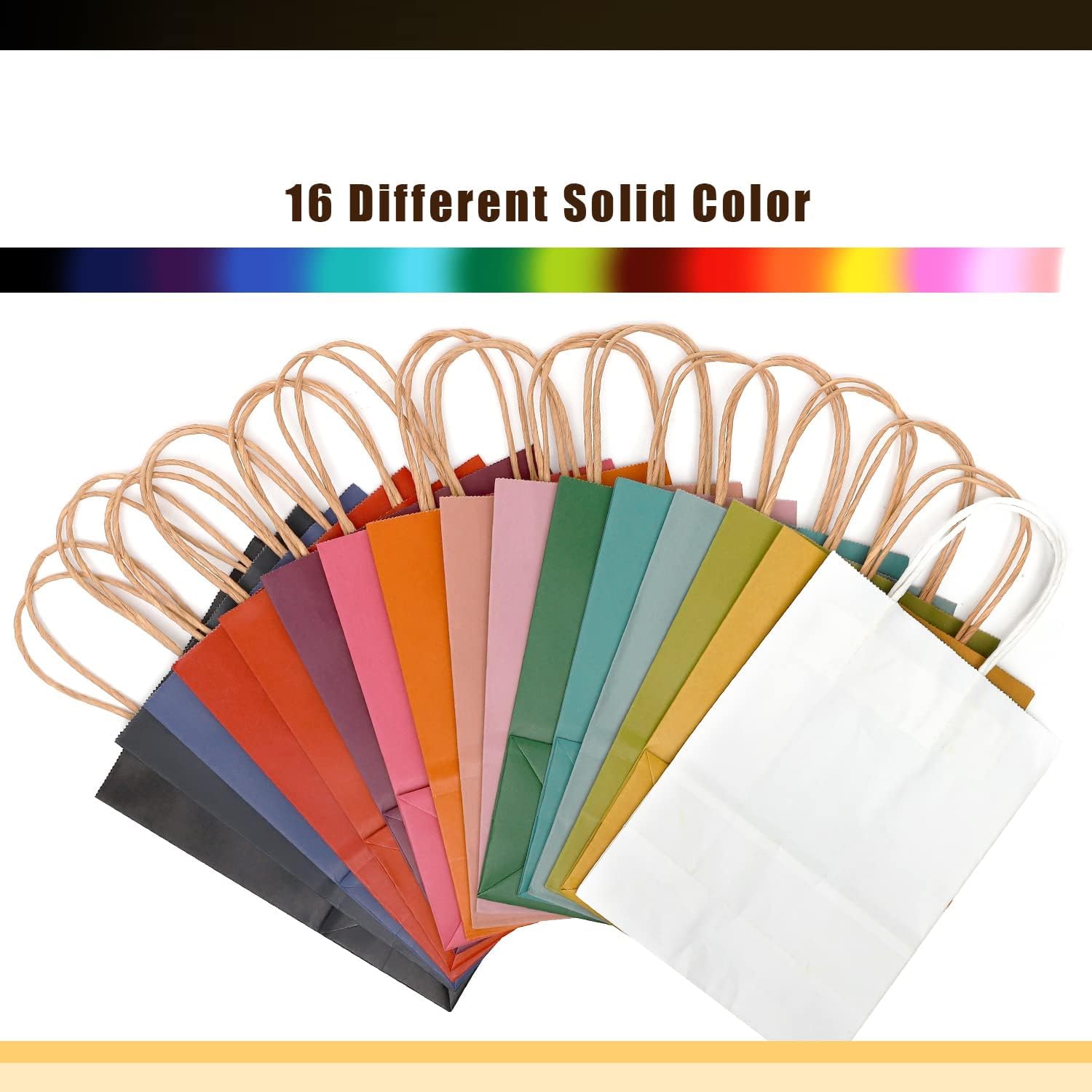 qiqee 32-Packs Paper Bags with Handles Bulk 8.26"×6"×3.15" Small Gift Bags 16 Different Senior Color Bags Multiple Uses（Small Size） - Image 4