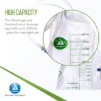 Dynarex Advantage Urinary Drainage Bag - Teardrop-Shaped, Unisex, Anti-Reflux Chamber, No-Needle Sample Port, Universal Hanger - Vinyl Bags with Markings - 2000ml, 20 Count - Image 4