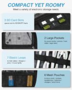 BAGSMART Large Electronics Travel Organizer Case, Tech Accessories Cord Storage Bag for Phone, Power Bank, SD Card, Cables, Black - Image 4