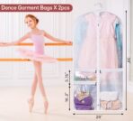 Kimbora Costume Dance Garment Bag with 3 Clear Zipper Pockets for Suits Dress Cover, Travel & Competitions Protector, Set of 2 - Image 4