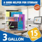 3 Gallon Extra Large Zipper Bag, 16” x 18”, Clear Plastic Storage Bag with Handle for Clothes, Moving, Travel, 2mil Thick, 15pcs - Image 3