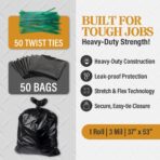 Extra Heavy Duty Black Contractor Garbage Bags 55 Gallon, 50 Trash Bags, Construction Grade, 3 mil, Made in USA - Image 3
