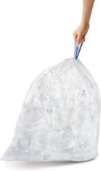 simplehuman Code B 90 Count, Dispenser Pack Custom Fit Liners, Drawstring Trash Bags, 6 Liter / 1.6 Gallon, White - Image 5