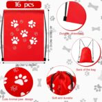 Weewooday 16 Pcs large Paw Print Drawstring Backpack Reusable Paw Bags Cute Puppy String Gift Bags for Party Travel Favors, 15.75 x 11.81 inch (Cute Style) - Image 3